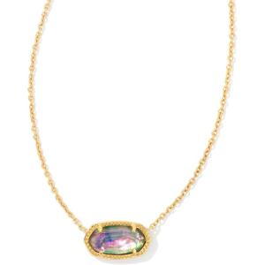 Kendra Scott Elisa Pendant Necklace for Women, Fashion Jewelry, 14k Gold-Plated(Gold Lilac Abalone)