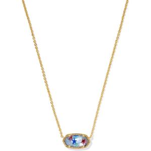 Kendra Scott Elisa Pendant Necklace for Women, Fashion Jewelry, 14k Gold-Plated(Gold Red White Blue Illusion)