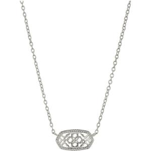 Kendra Scott Elisa Pendant Necklace for Women, Fashion Jewelry, 14k Gold-Plated(RHODIUM – FILIGREE METAL)