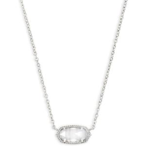 Kendra Scott Elisa Pendant Necklace for Women, Fashion Jewelry, 14k Gold-Plated(RHODIUM – SLATE CATS EYE)