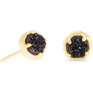 Kendra Scott Nola Stud Earrings for Women, Fashion Jewelry(GOLD – BLACK DRUSY)