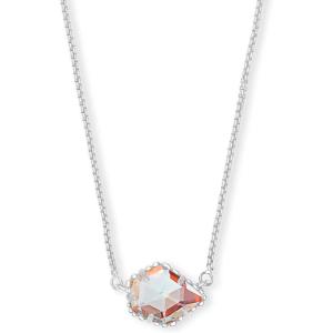 Kendra Scott Tess Pendant Necklace for Women, Fashion Jewelry(RHODIUM – IRIDESCENT DICHROIC GLASS)