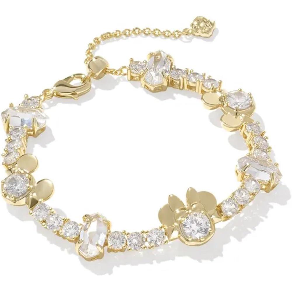 image:imageKendra Scott x Disney Mickey Mouse and Minnie Mouse Tennis Bracelet Fashion Jewelry for WomenGOLD WHITE CRYSTAL
