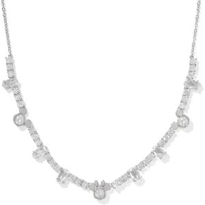 Kendra Scott x Disney Mickey Mouse and Minnie Mouse Tennis Necklace, Fashion Jewelry for Women(RHODIUM – WHITE CRYSTAL)