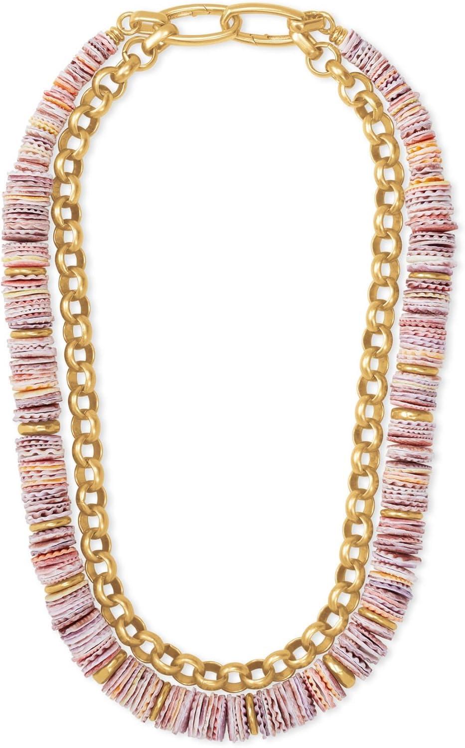 image:imageKendra Scott Lila Vintage Gold Multi Strand Necklace in Pastel Shells