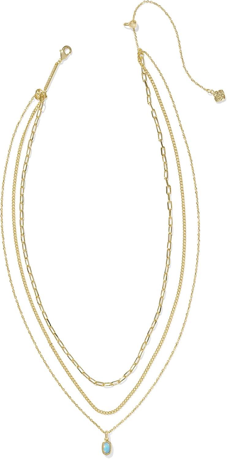 image:imageKendra Scott Mini Elisa Triple Strand Necklace Fashion Jewelry for WomenLIGHT TEAL KYOCERA OPAL