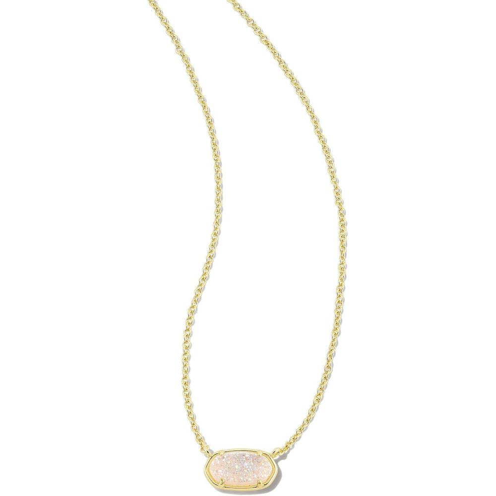 image:imageKendra Scott Grayson Stone Pendant Necklace  Brass Construction  14K Gold Plating  Lobster ClaspGOLD  IRIDESCENT DRUSY