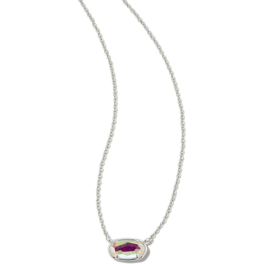 image:imageKendra Scott Grayson Stone Pendant Necklace Brass Construction 14K Gold Plating Lobster ClaspRHODIUM DICHROIC GLASS