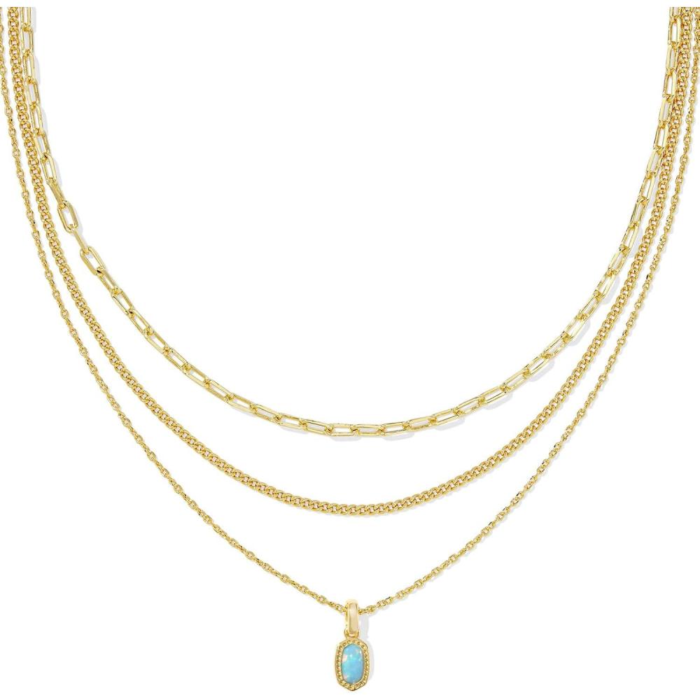 image:imageKendra Scott Mini Elisa Triple Strand Necklace Fashion Jewelry for WomenLIGHT TEAL KYOCERA OPAL