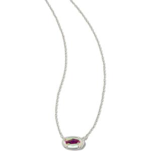 Kendra Scott® Grayson Stone Pendant Necklace – Brass Construction – 14K Gold Plating – Lobster Clasp(RHODIUM – DICHROIC GLASS)