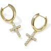 Kendra Scott Cross Crystal Huggie Earrings, Fashion Jewelry for Women(GOLD-WHITE CUBIC ZIRCONIA)