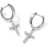 Kendra Scott Cross Crystal Huggie Earrings, Fashion Jewelry for Women(RHODIUM-WHITE CUBIC ZIRCONIA)