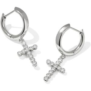 Kendra Scott Cross Crystal Huggie Earrings, Fashion Jewelry for Women(RHODIUM-WHITE CUBIC ZIRCONIA)