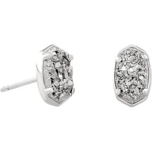 Kendra Scott Emilie Stud Earrings for Women, Fashion Jewelry(RHODIUM – PLATINUM DRUSY)
