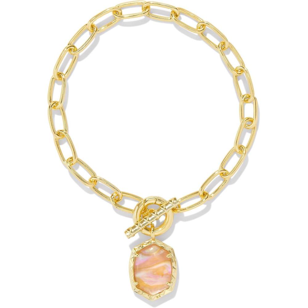 image:imageKendra Scott Daphne Link And Chain Bracelet Fashion Jewelry for WomenLIGHT PINK IRIDESCENT ABALONE