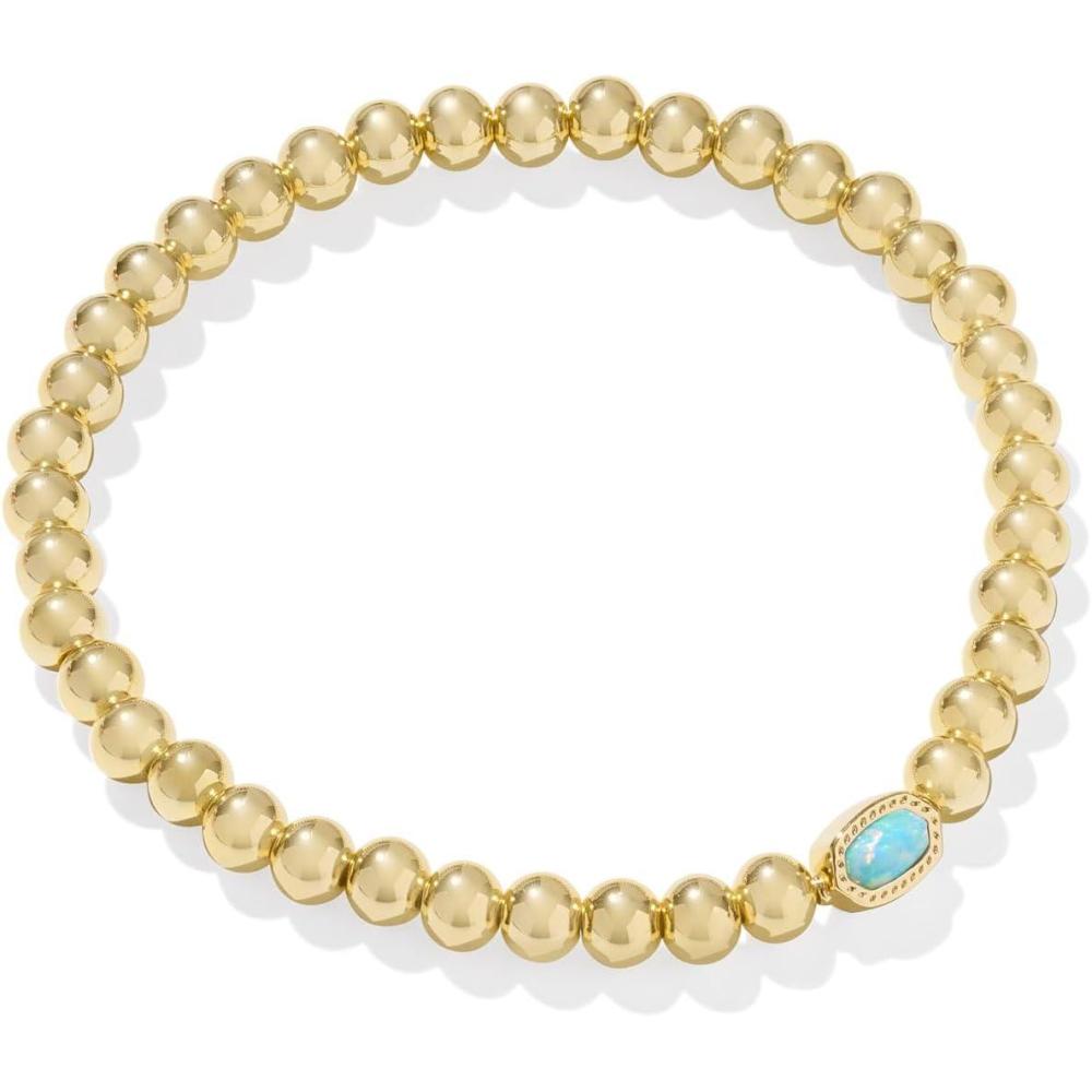 image:imageKendra Scott Mini Elaina Stretch BraceletGOLD LIGHT TEAL KYOCERA OPAL
