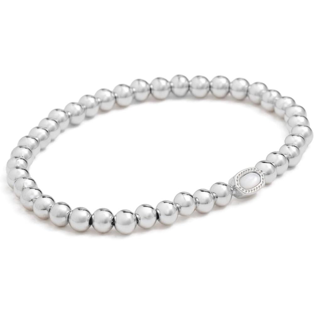 image:imageKendra Scott Mini Elaina Stretch BraceletRhodium Ivory Mother Of Pearl
