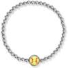 Kendra Scott Softball Stretch Bracelet, Fashion Jewelry for Women(RHODIUM-CHARTREUSE MAGNESITE)