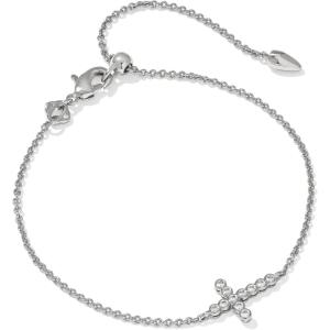 Kendra Scott Cross Crystal Delicate Chain Bracelet in White Cubic Zirconia, Fashion Jewelry for Women(RHODIUM-WHITE CUBIC ZIRCONIA)