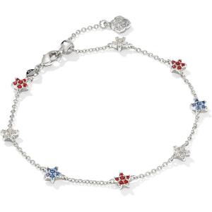 Kendra Scott Sierra Star Crystal Delicate Chain Bracelet, Fashion Jewelry for Women(RHODIUM – RED WHITE BLUE MIX)