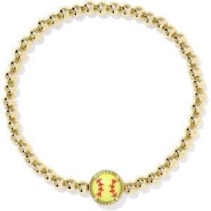 Kendra Scott Softball Stretch Bracelet, Fashion Jewelry for Women(GOLD-CHARTREUSE MAGNESITE)