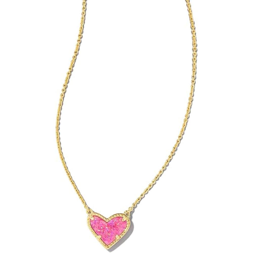 image:imageKendra Scott Ari Heart Pendant Necklace in 14k GoldPlated Brass Rose Pink Opal Fashion Jewelry for Women
