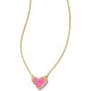 Kendra Scott Ari Heart Pendant Necklace in 14k Gold-Plated Brass, Rose Pink Opal, Fashion Jewelry for Women
