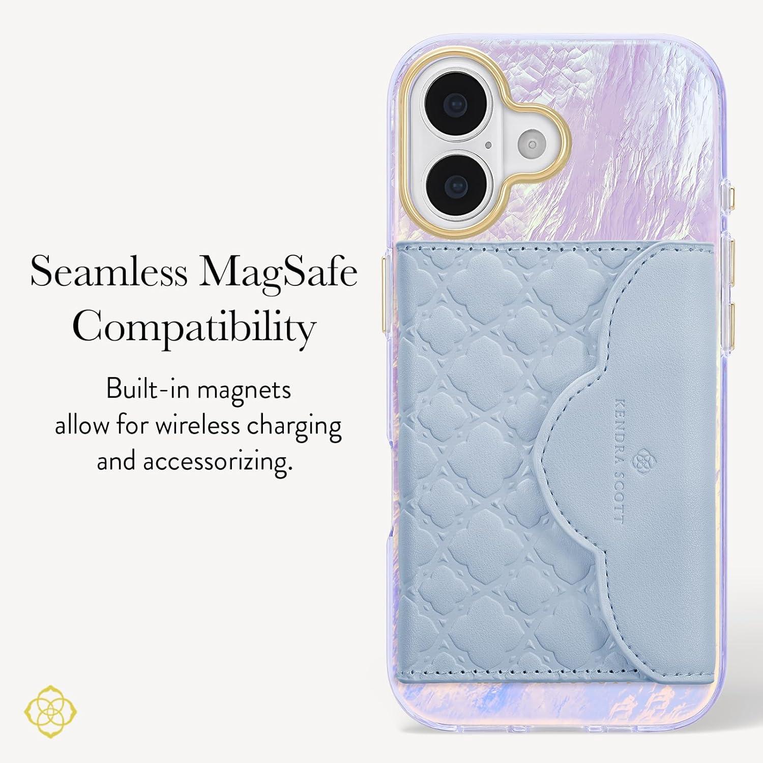 image:imageKendra Scott iPhone 17e16e151413 Case Compatible with MagSafe Designer Phone Case Faux Blue PearlFaux Blue Pearl
