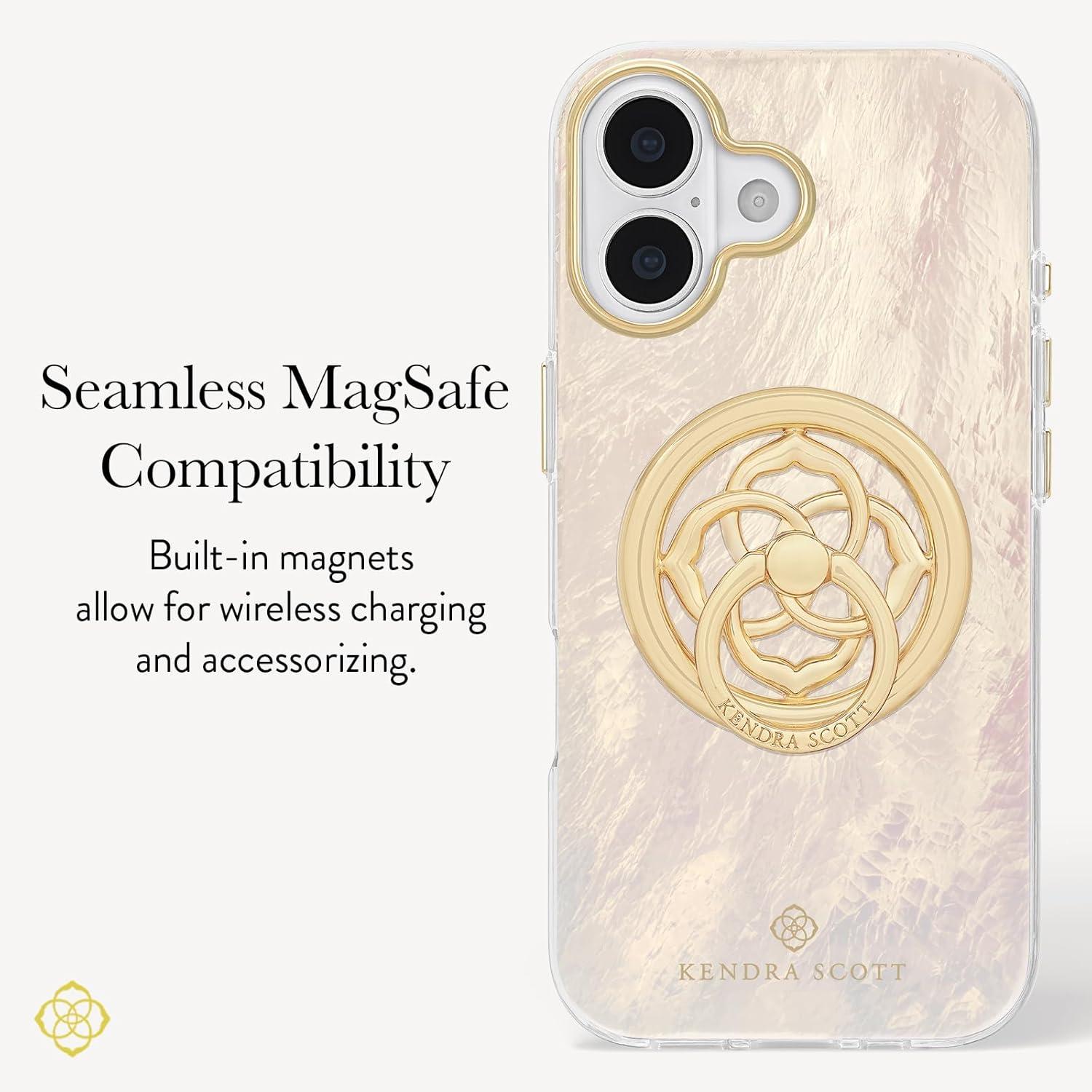 image:imageKendra Scott iPhone 17e16e151413 Case Compatible with MagSafe Designer Phone Case Faux Blue PearlFaux Cream Pearl
