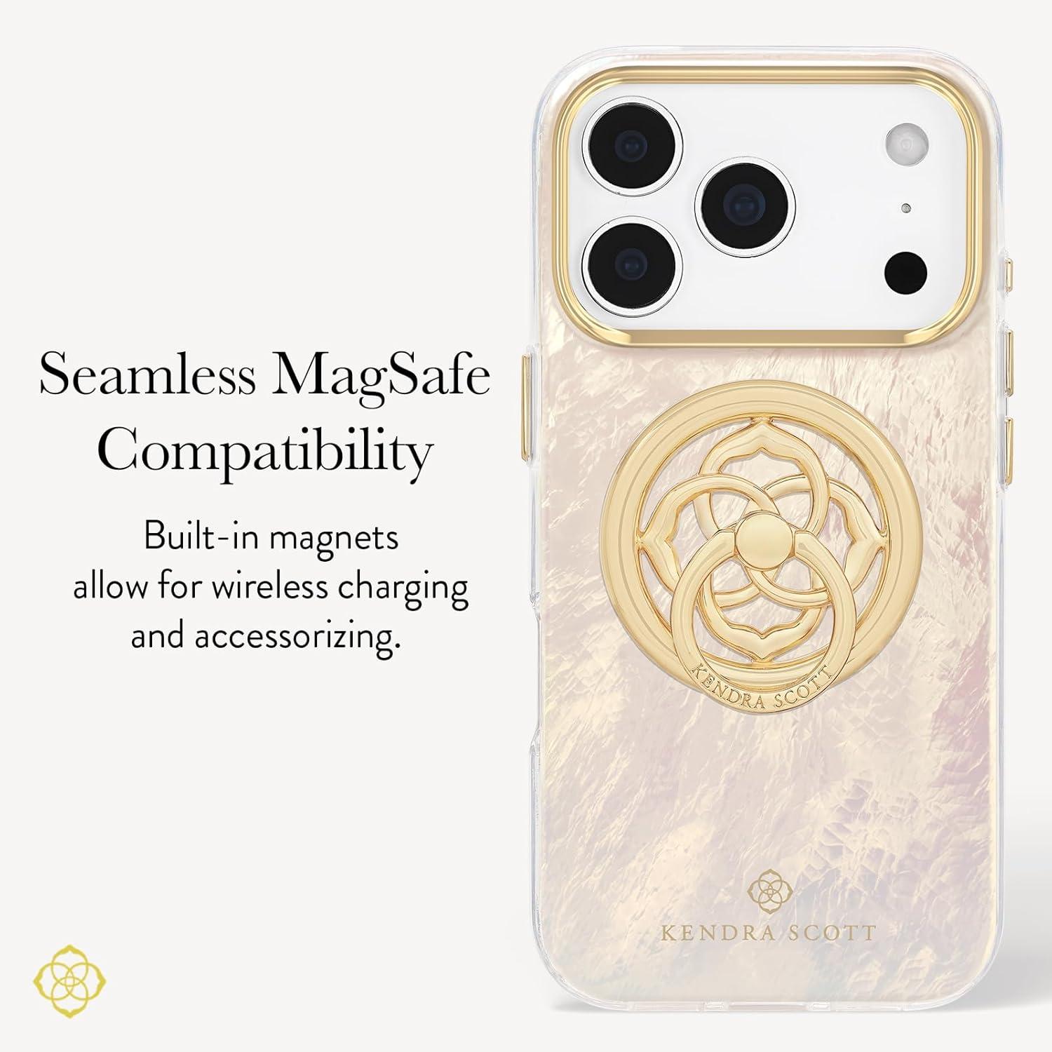 image:imageKendra Scott iPhone 17e16e151413 Case Compatible with MagSafe Designer Phone Case Faux Blue PearlFaux Cream Pearl