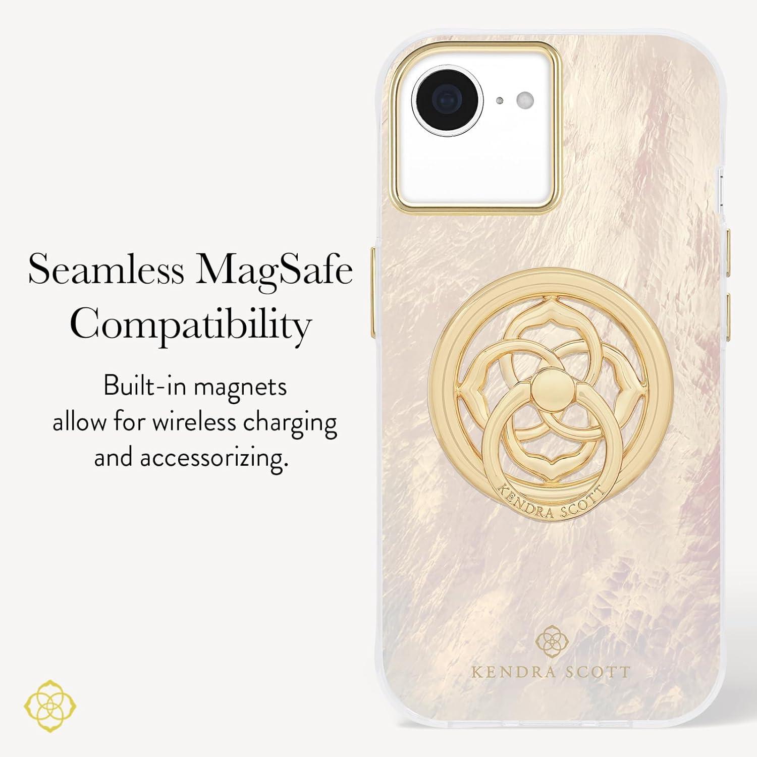 image:imageKendra Scott iPhone 17e16e151413 Case Compatible with MagSafe Designer Phone Case Faux Blue PearlFaux Cream Pearl