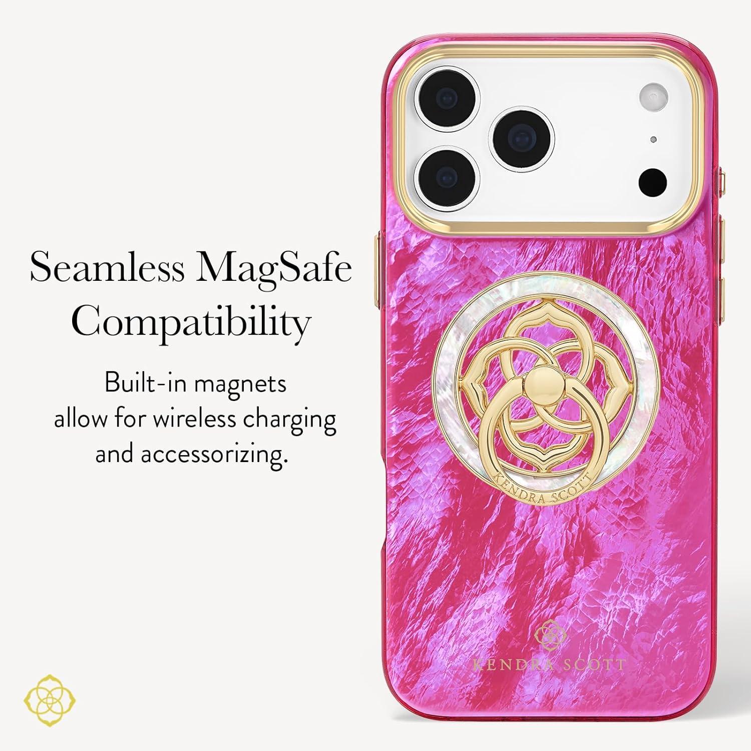 image:imageKendra Scott iPhone 17e16e151413 Case Compatible with MagSafe Designer Phone Case Faux Blue PearlFaux Raspberry Pearl