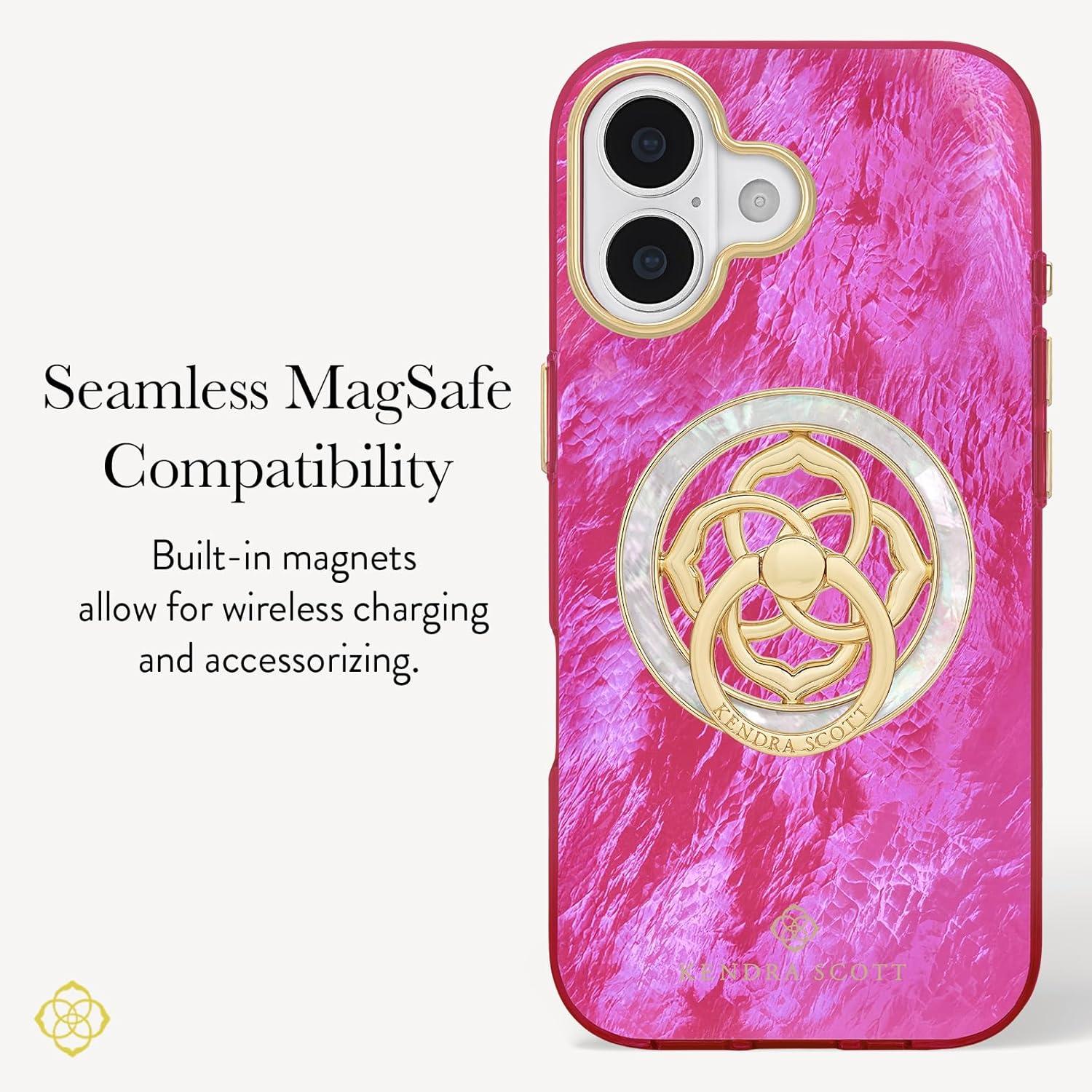 image:imageKendra Scott iPhone 17e16e151413 Case Compatible with MagSafe Designer Phone Case Faux Blue PearlFaux Raspberry Pearl