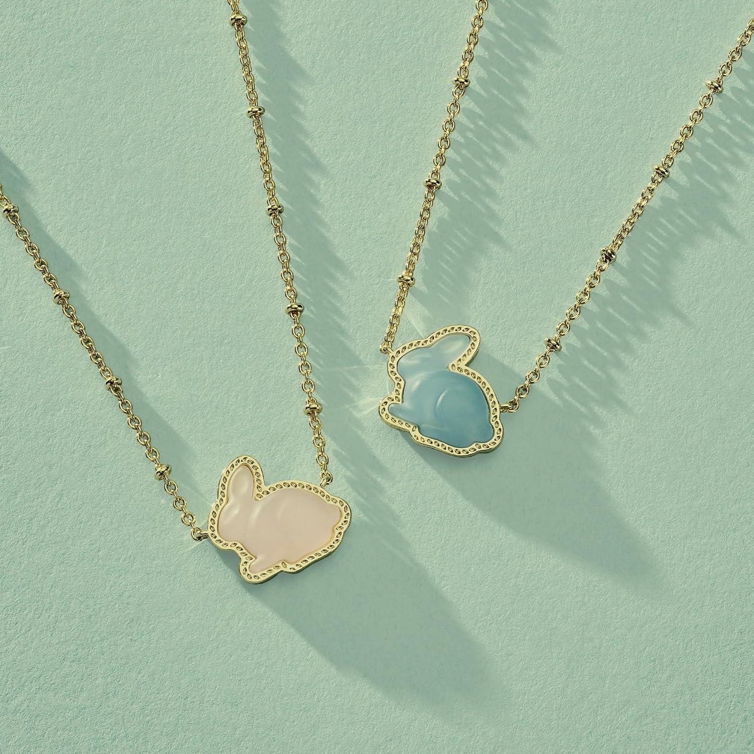 image:imageKendra Scott Bunny Short Pendant Necklace Fashion Jewelry for WomenGOLDMATTE BLUSH PINK DICHROIC GLASS