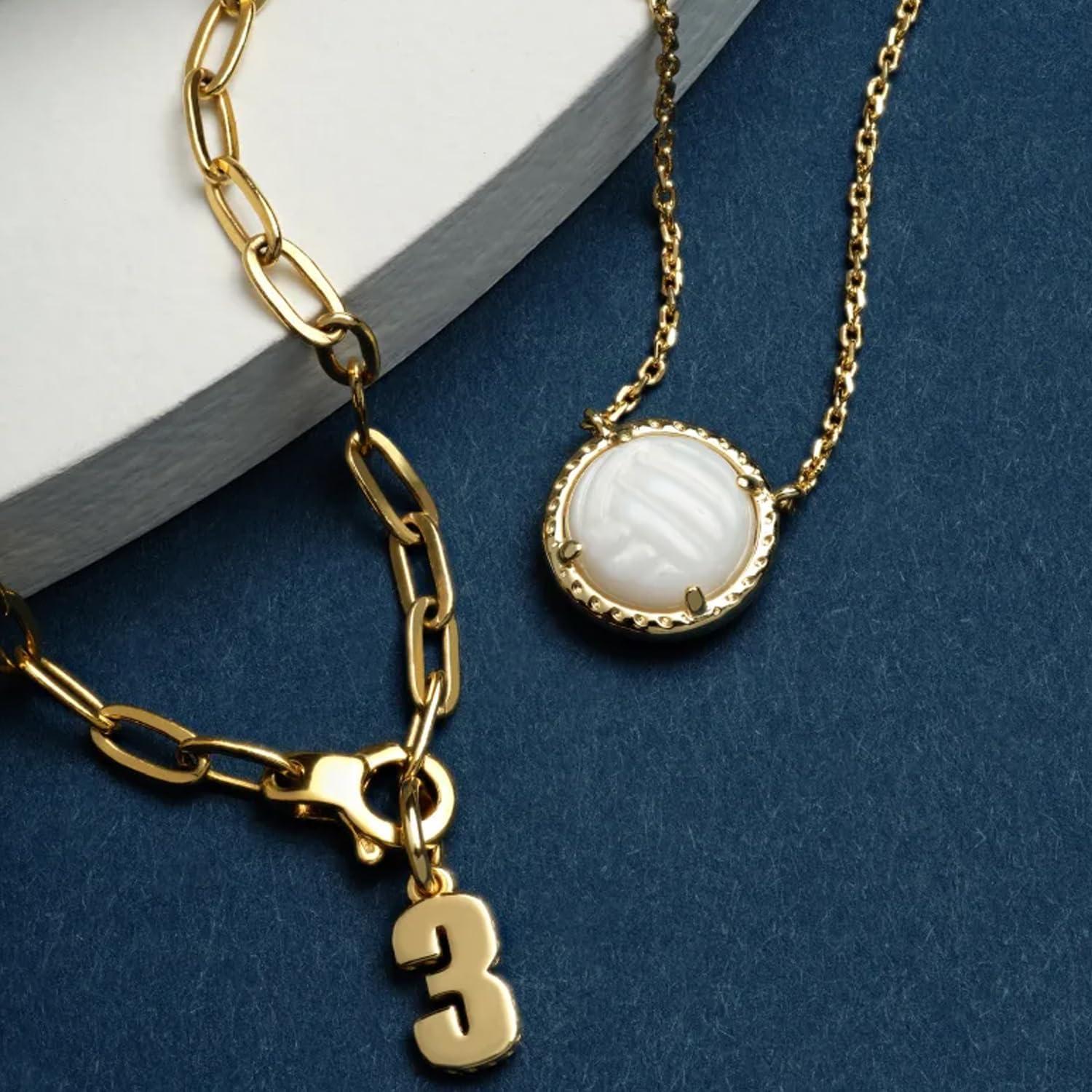 image:imageKendra Scott Volleyball Pendant Necklace Fashion Jewelry for WomenGOLD WHITE MOTHER OF PEARL