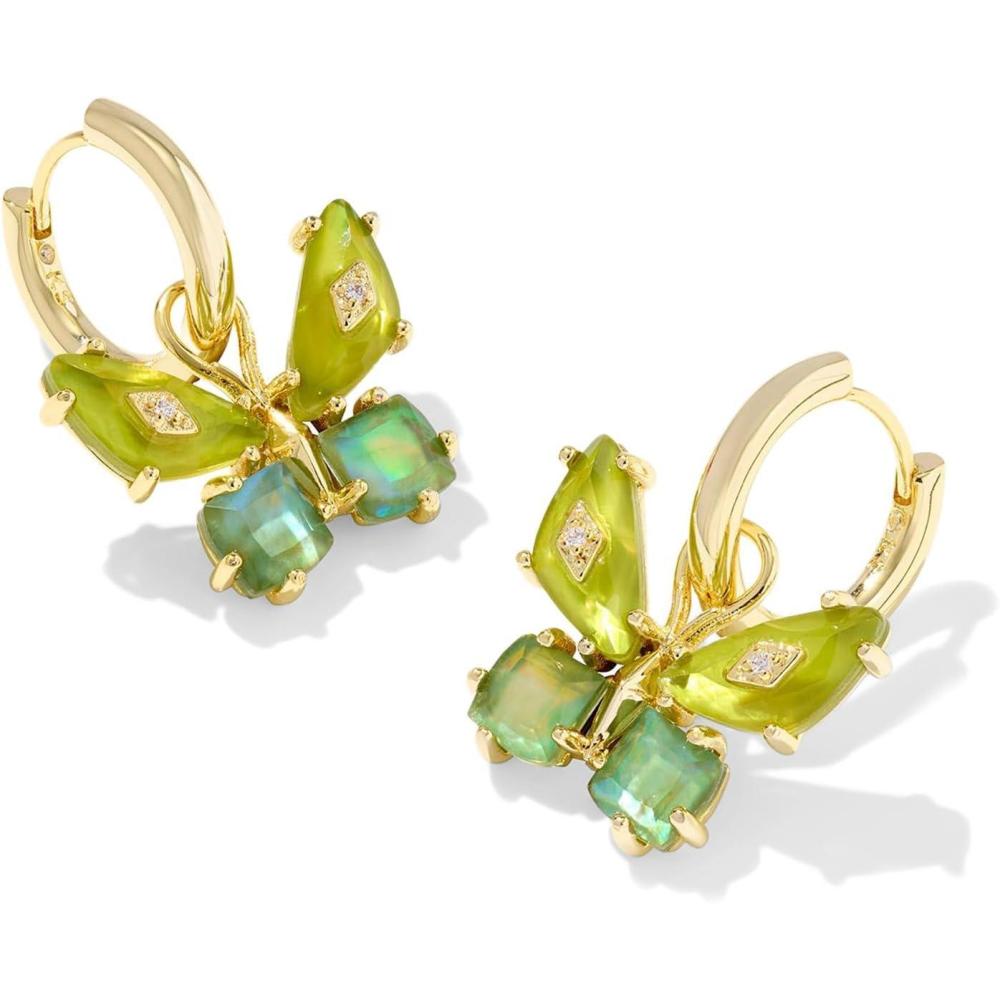 image:imageKendra Scott Bianca Butterfly Huggie Earrings Fashion Jewelry for WomenGold Green Mix