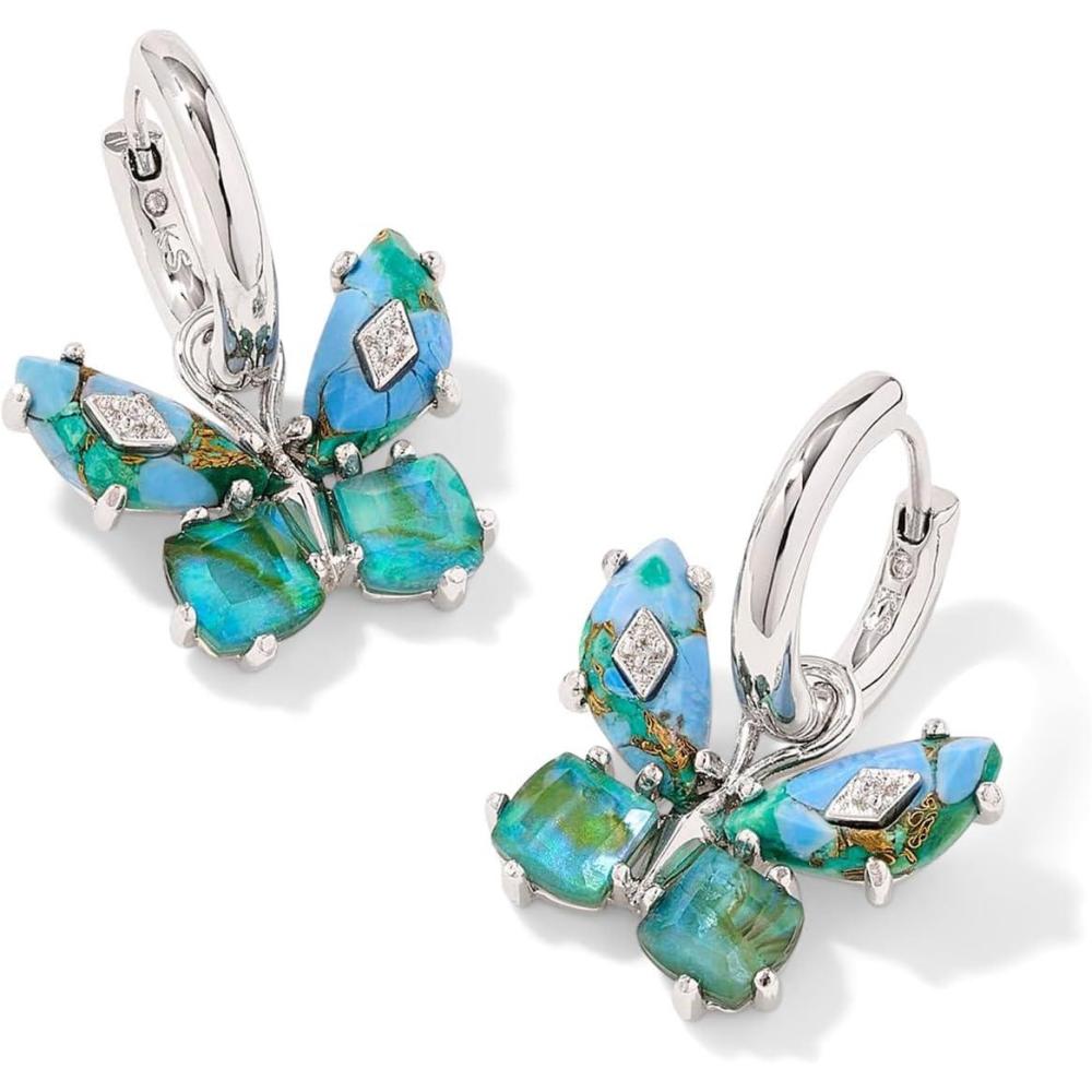 image:imageKendra Scott Bianca Butterfly Huggie Earrings Fashion Jewelry for WomenSilver Bright Aqua Mix