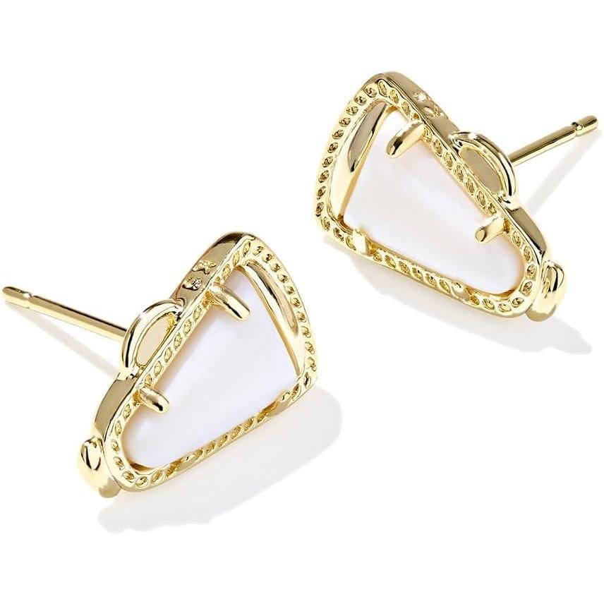 image:imageKendra Scott Cheer Stud Earrings 14K GoldPlated Brass Fashion Jewelry for Women White Mother Of Pearl
