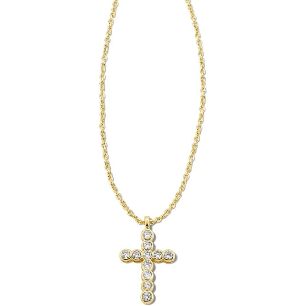 image:imageKendra Scott Cross Crystal Pendant Necklace Fashion Jewelry for WomenGOLD WHITE CRYSTAL