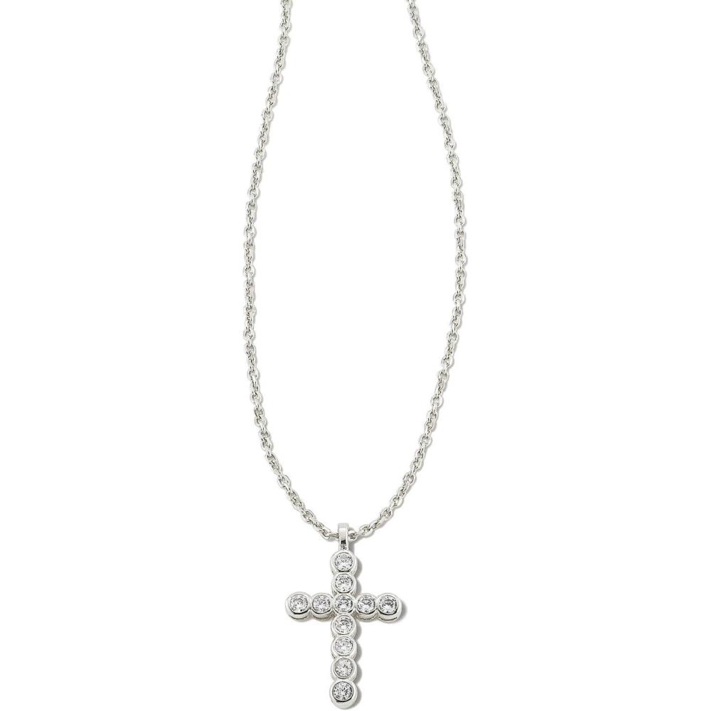 image:imageKendra Scott Cross Crystal Pendant Necklace Fashion Jewelry for WomenRHODIUM  WHITE CRYSTAL