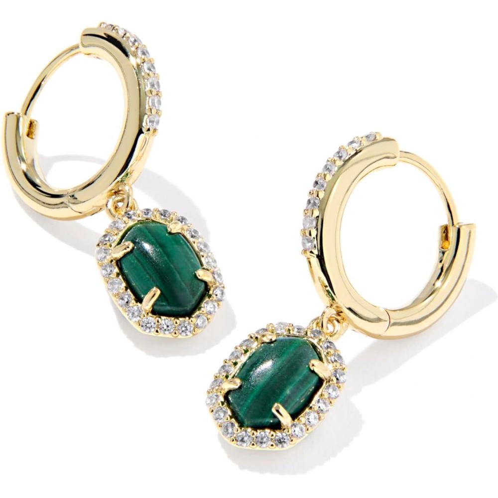 image:imageKendra Scott Daphne Crystal Frame Huggie Earrings Fashion Jewelry for WomenGOLD GREEN MALACHITE