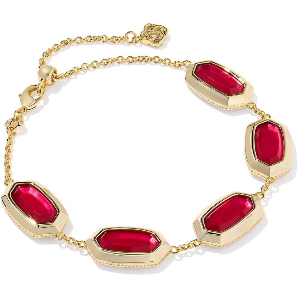 image:imageKendra Scott Elaina Bezel Delicate Chain Bracelet Fashion Jewelry for WomenGOLD CARMINE RED ILLUSION