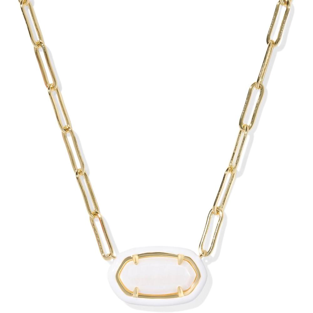 image:imageKendra Scott Elisa Enamel Frame Paperclip Necklace Fashion Jewelry for WomenWHITE MOTHER OF PEARL
