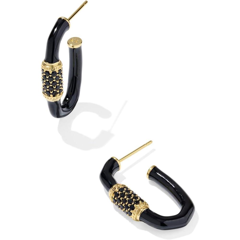 image:imageKendra Scott Emery Enamel Hoop Earrings Fashion Jewelry for WomenGOLD BLACK MIX