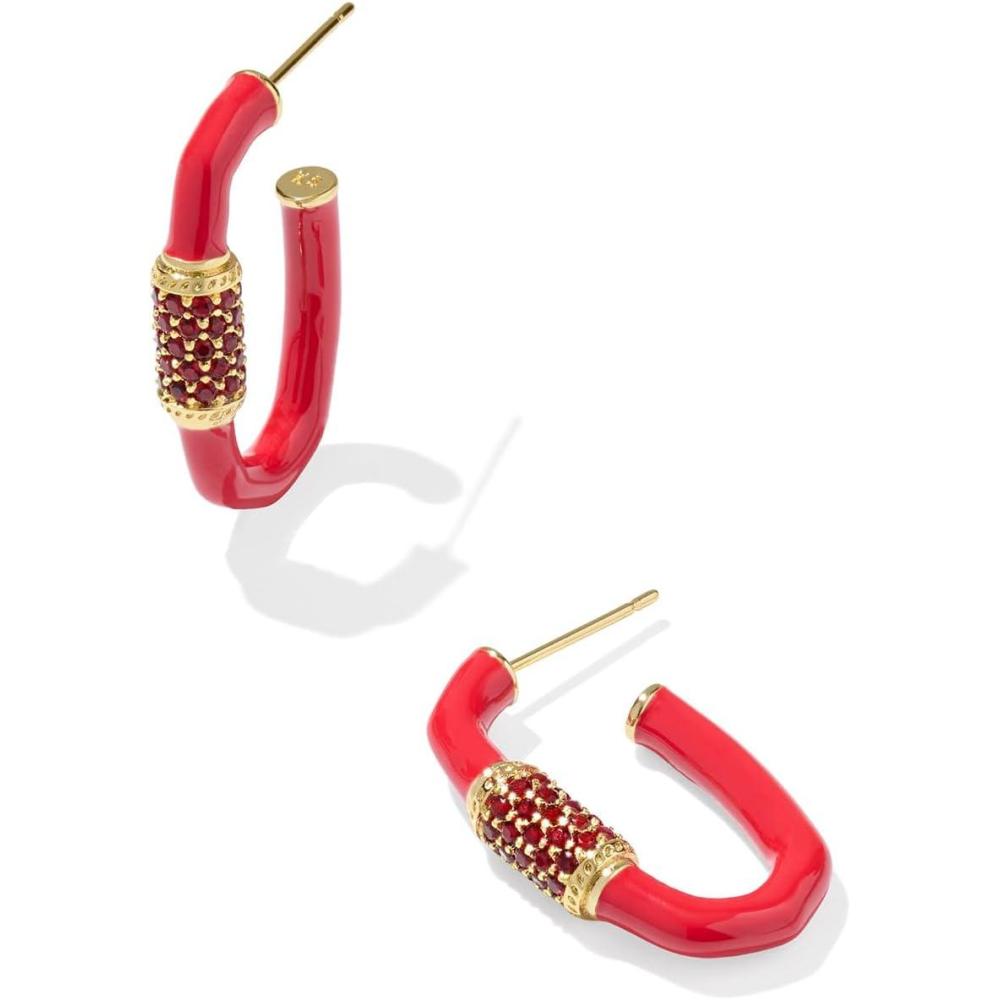 image:imageKendra Scott Emery Enamel Hoop Earrings Fashion Jewelry for WomenGOLD RED MIX