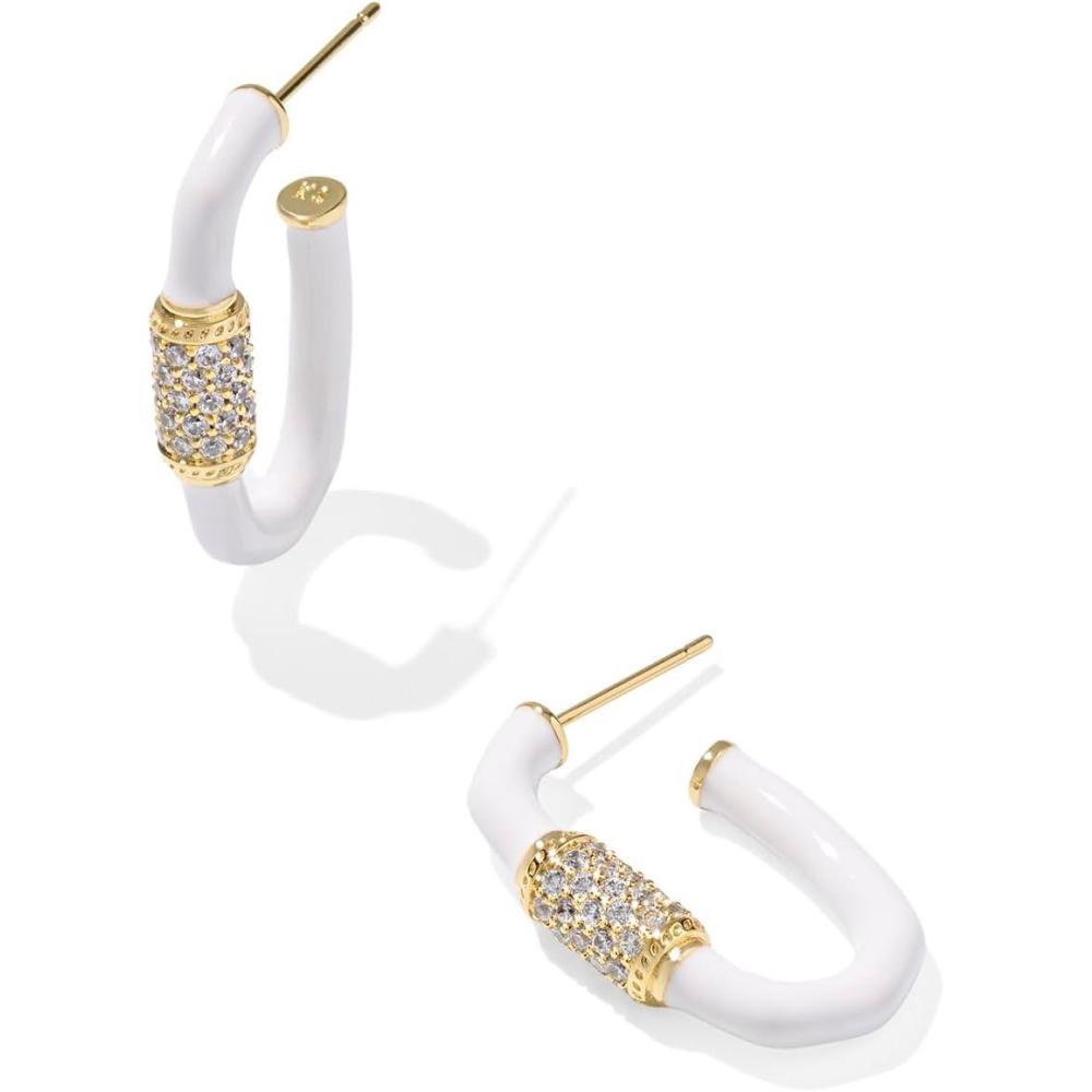image:imageKendra Scott Emery Enamel Hoop Earrings Fashion Jewelry for WomenGOLD  WHITE MIX