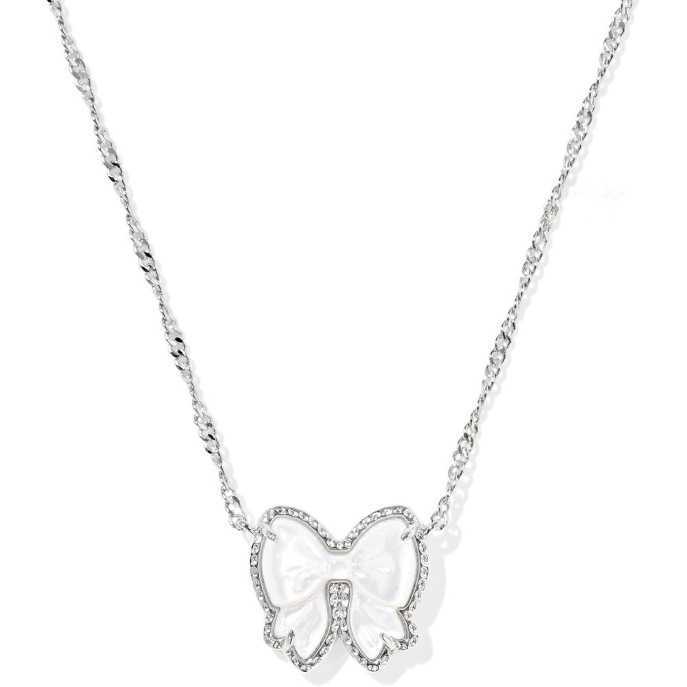 image:imageKendra Scott Haley Bow Short Pendant Necklace Fashion Jewelry for WomenRHODIUM IVORY MOTHER OF PEARL