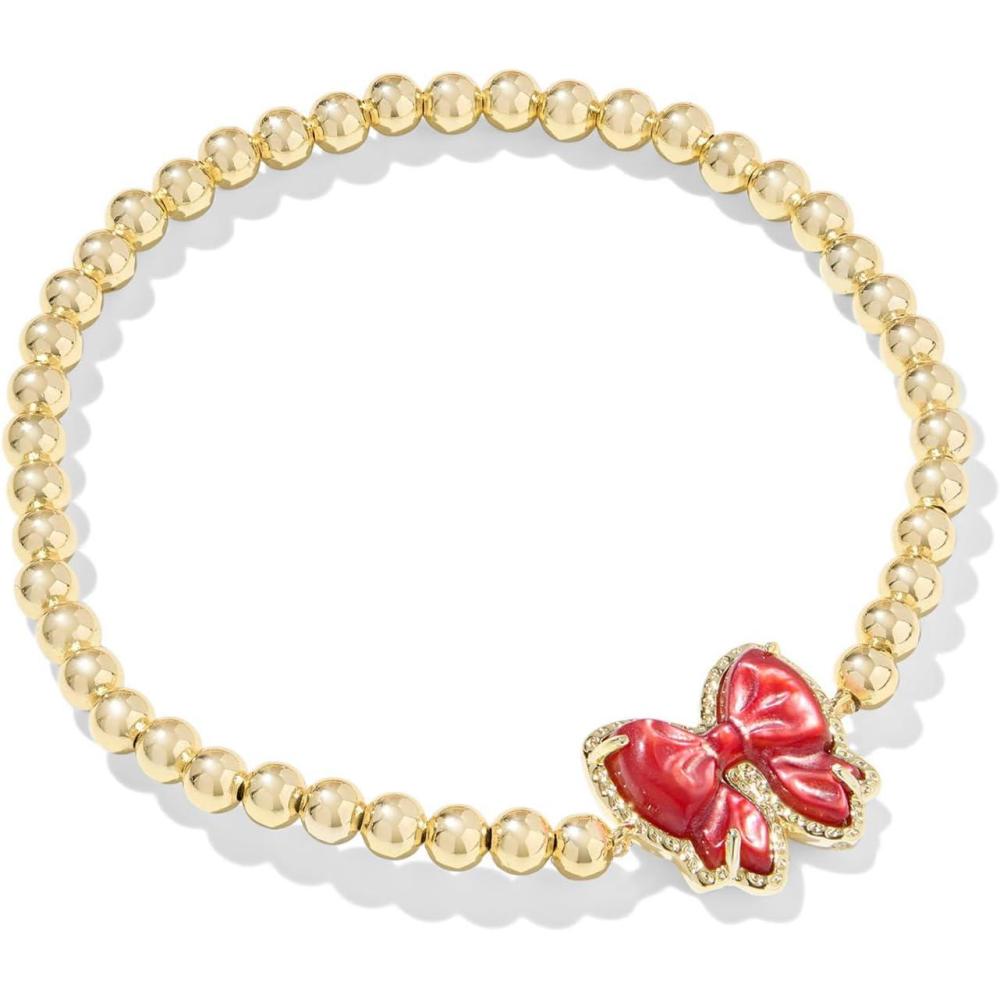 image:imageKendra Scott Haley Bow Stretch Bracelet Fashion Jewelry for WomenGold Scarlet Red Mother of Pearl