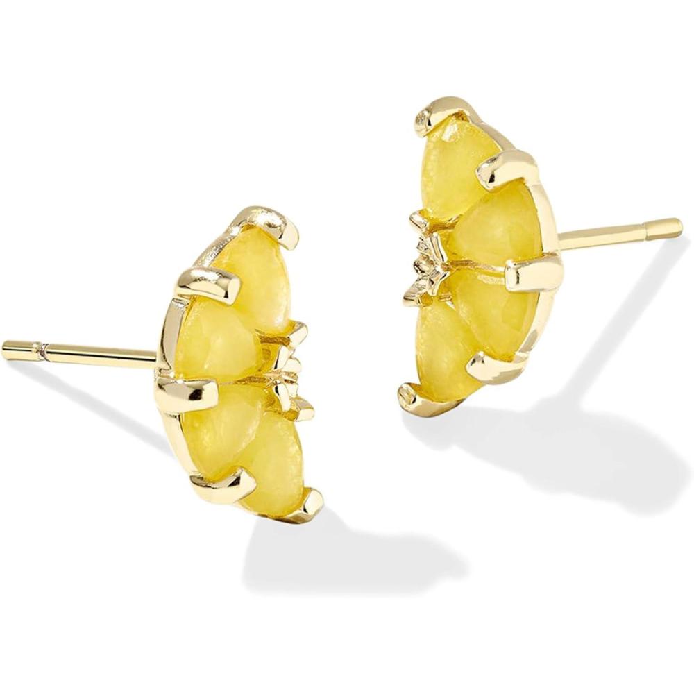 image:imageKendra Scott Lemon Stud Earrings 14K GoldPlated Brass Fashion Jewelry for Women Yellow Opalite Glass