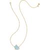 Kendra Scott Bunny Short Pendant Necklace, Fashion Jewelry for Women(GOLD-MATTE LIGHT BLUE DICHROIC GLASS)